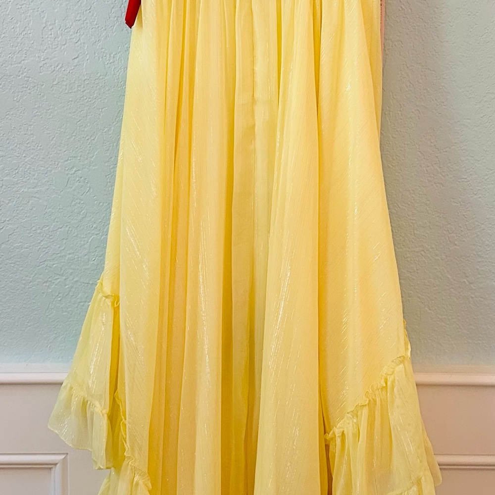 Mac Duggal Lemon Gown with Sparkling Accents - Picture 7 of 11